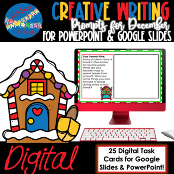 Preview of Creative Writing Prompts for December | DIGITAL Task Cards | Prewriting