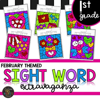 Preview of Color by Sight Word | Valentine's Day | First Grade Sight Words