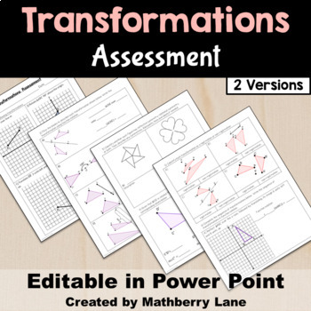 Preview of Transformations Assessment Editable Printable Geometry