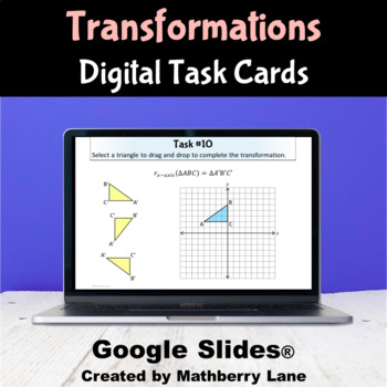 Preview of Transformations Digital Task Cards Google Slides Geometry