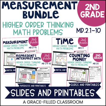 Preview of Measurement Higher Order Thinking Bundle 2nd Grade MD 2.1-2.10