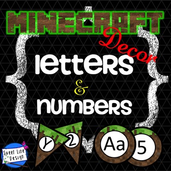 Preview of Minecraft Numbers and Letters - Banners/Pennant Plus (Sweet Line Design)