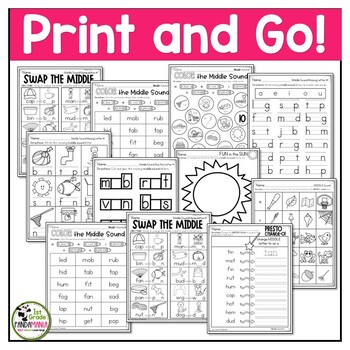 middle sounds worksheets phonics activities by 1st grade