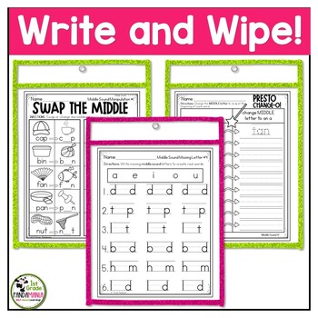 Middle Sounds Worksheets Phonics Activities by 1st Grade Pandamania