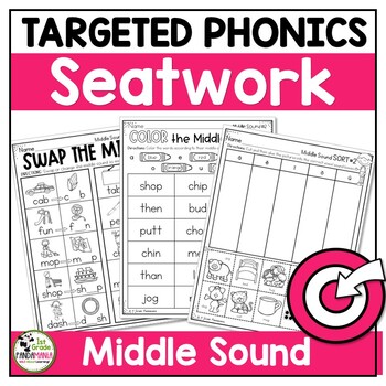 Preview of Middle Sounds Worksheets Phonics Science of Reading Aligned Activities