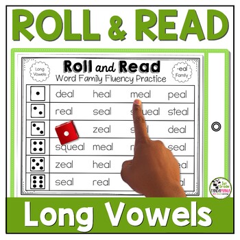 Long Vowel Families Roll and Read Literacy Centers by 1st Grade Pandamania