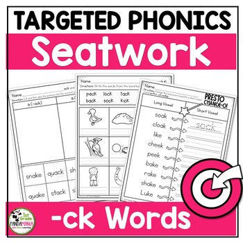 Preview of ck Worksheets Phonics Science of Reading Aligned Activities