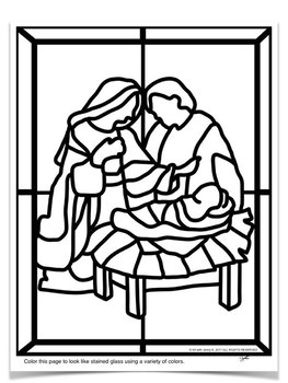 stained glass christmas coloring pages
