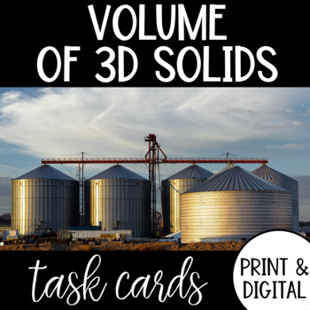 Preview of Volume of 3D Solids Task Cards Print and Digital Geometry Practice