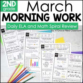 Preview of March Morning Work 2nd Grade ELA and Math