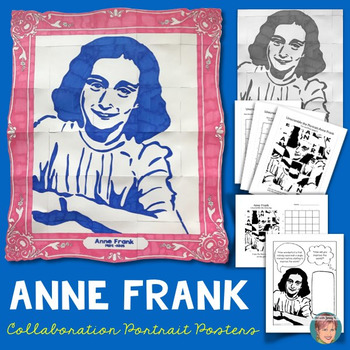 Preview of Anne Frank Portrait Collaborative Poster | The Diary of a Young Girl