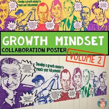 Preview of Famous Faces® Collaborative Growth Mindset Poster (v2) (w/ inspirational quotes)