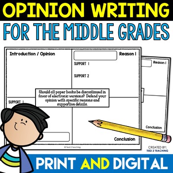 Preview of Opinion Writing Prompts and Opinion Writing Organizer Template No Prep Writing