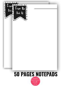 50 Pages Notepads Notepad Sheets Printable Notepad By Happy