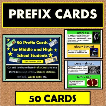 Preview of 50 Prefix Cards for Middle and High School Students