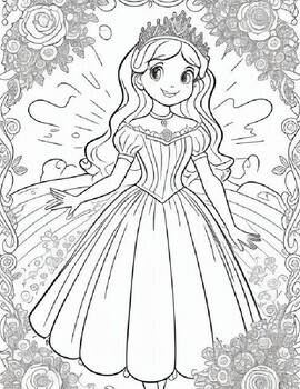 50 Princess Coloring Pages for Kids and Adults - Princesses with Roses ...