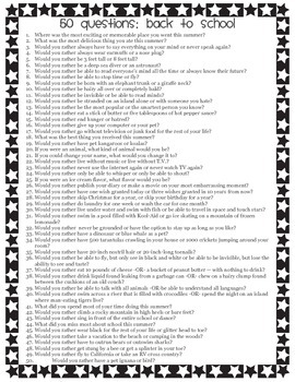 50 Questions: Back to School and Beyond by Kathryn Grimmick | TPT