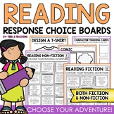 Readers Response Journal Choice Board Activities Menus Fic