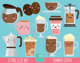 COFFEE clipart, commercial use, kawaii clipart, Latte, mug