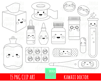 Download Doctor Stamp Medicine Digi Stamp Commercial Use Coloring Book Pills