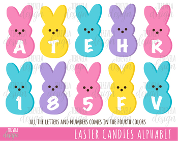 EASTER LETTERS, EASTER CANDIES, EASTER ALPHABET, RABBITS, BUNNY ...