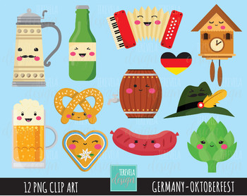 Preview of GERMANY clipart, octoberfest clipart, kawaii clipart, beer, Germany food, cute