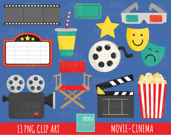 Movie Clipart Cinema Graphics Film Clipart Pop Corn Film Soda