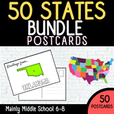 50 STATES Fill In RESEARCH POSTCARD BUNDLE (BW & COLOR)