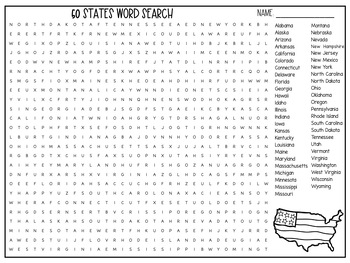 50 STATES Word Search by CreatedbyMarloJ | TPT