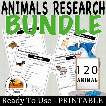 Preview of 50% Sale Off Bundle Animals Research Project Templates | Research Report by