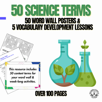 Preview of 50 Science Word Wall Posters & 5 Vocabulary Building Activity