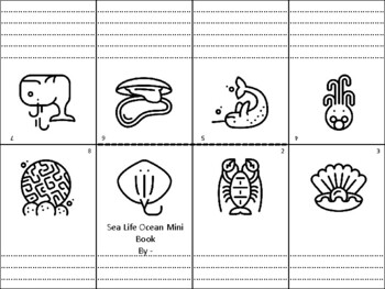 Preview of 50 Sea Life Ocean Mini Books, Picture Writing, Back to School Week Activity