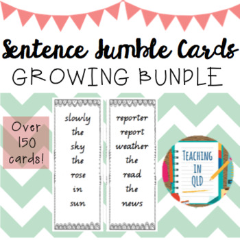 Preview of 50 Sentence Jumble Cards- GROWING BUNDLE