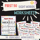 50 Sight Words Bundle, Early Learner Practice, Phonics Act