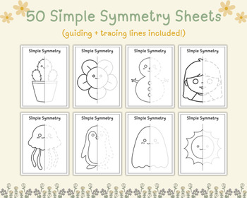 Preview of 50 Simple Symmetry Worksheets | Early Finishers | Preschool Symmetry Drawing