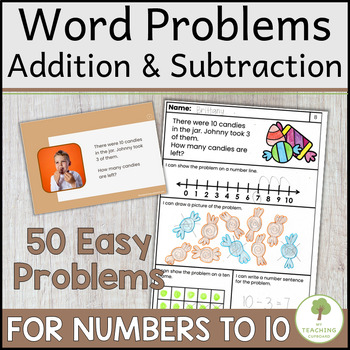 Preview of 50 Simple Word Problems on Addition and Subtraction to 10