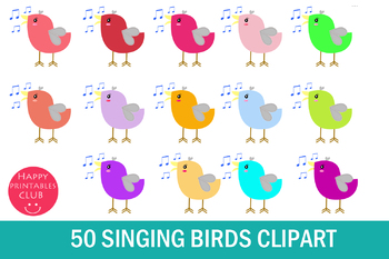Preview of 50 Singing Bird Clipart- Bird Singing Clipart-Songbird