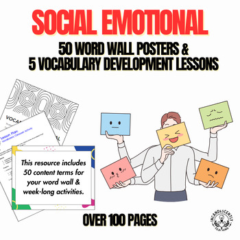 Preview of 50 Social Emotional Terms, Word Wall & 5 Vocabulary Activity