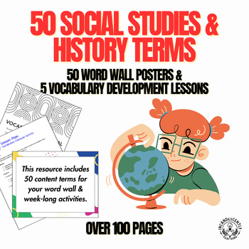 Preview of 50 Social Studies & History Word Wall & 5 Vocabulary Building Lesson Plans