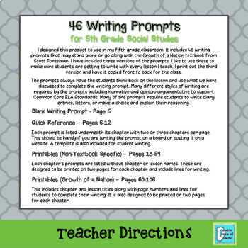 Writing Prompts 5th Grade Social Studies by A Double Dose of Dowda