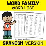 Spanish Word Family Lists