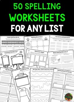 Spelling Word Work and Spelling Activities for Any List of Words