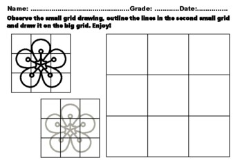 Preview of 50 Spring Flowers Easy Grid Drawing Activities, Spring Flowers Art Sub Plan