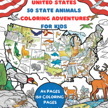 Preview of 50 State Animals: Coloring and Learning Adventure.