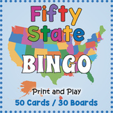 50 State BINGO & Memory Matching Card Game Activity