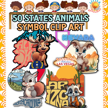 Preview of 50 States Animals Symbol Clip Art/ For Commercial Use