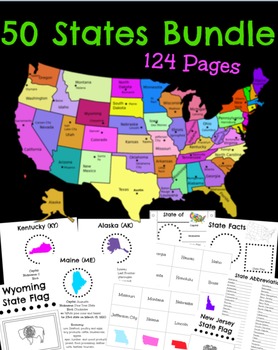 Preview of 50 States Bundle (State Facts, Flags, Worksheets, & More)