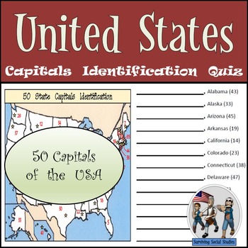 50 States Capitals Identification Quiz By Surviving Social Studies