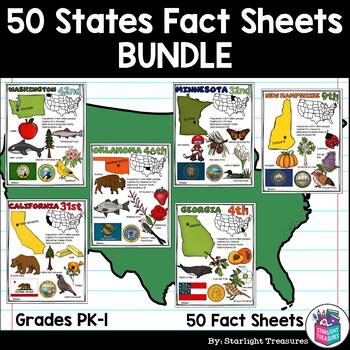 Preview of 50 States Fact Sheets Bundle for Early Readers