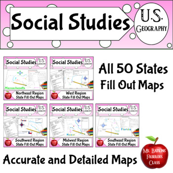 Preview of 50 States Map Skills US Geography Project Bundle United States Activity